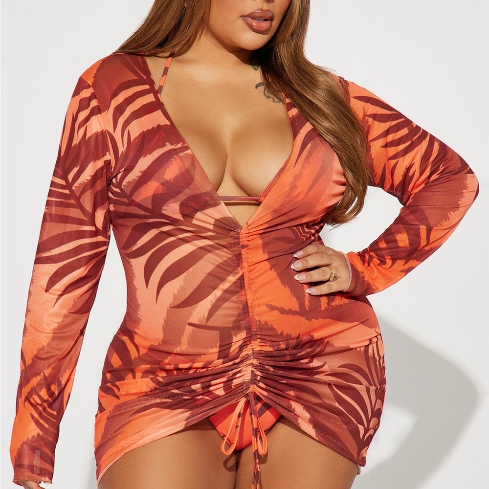 Fashion Nova Junie 3 Piece Bikini Set - Orange/combo